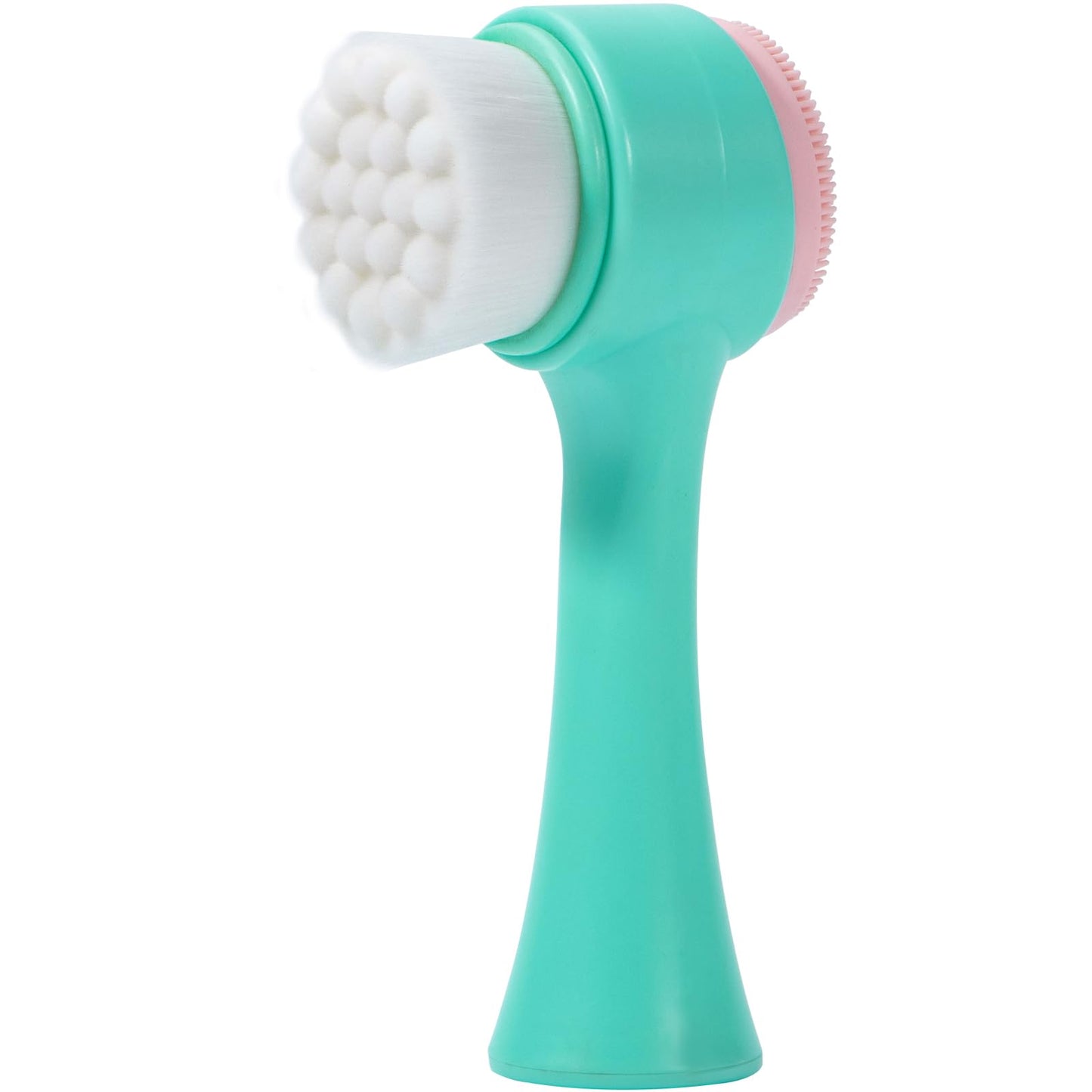 Face Brush 2 in 1, Facial Cleansing Exfoliating Scrubber Brush, Silicone Double Side Manual Face Wash Scrub Brush with Soft Bamboo Charcoal Fiber for Deep Pore Cleansing, Massaging, Skin Care