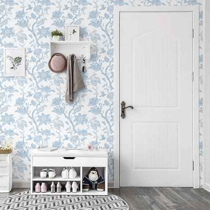 Boho Blue Peel and Stick Wallpaper Wall Paper Modern Contact Paper Boho Bedroom Bathroom Wallpaper Peel and Stick Blue and White Removable Self-Adhesive Wall Decor Vinyl Roll 17.3" x 118"