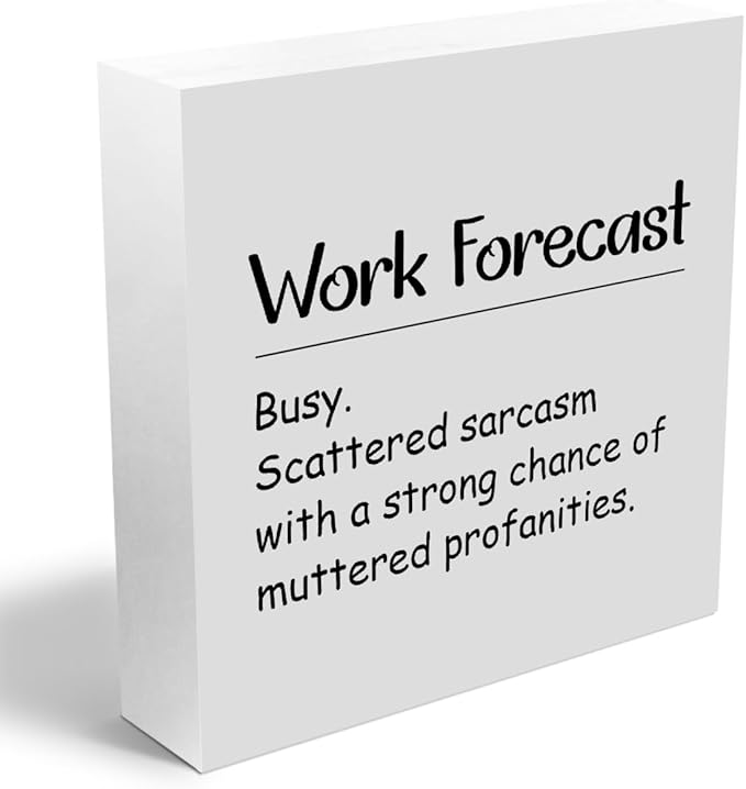 Funny Office Decor Work Forecast Wooden Box Sign Wall Decor Wooden Plaque Sign Office Gifts for Coworker Employee Office Living Room Bedroom Home Decor Desk Shelf Table Decor Retirement Gifts
