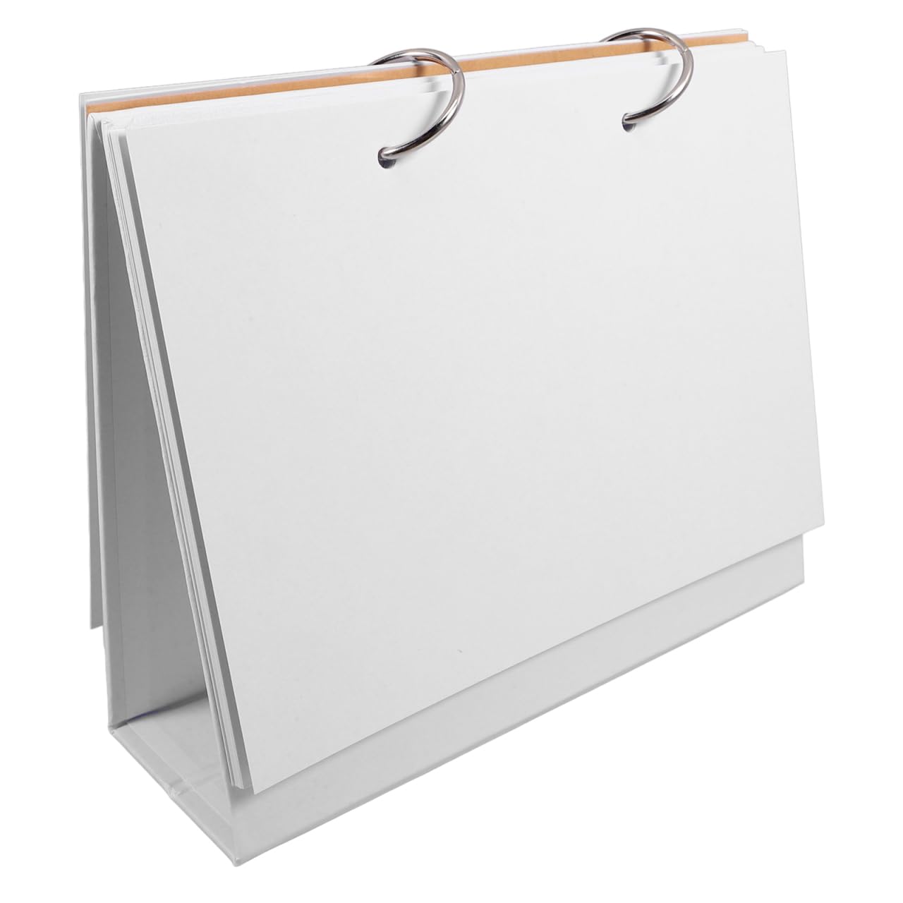 VILLCASE 8-Inch Blank Desk Calendar Standing DIY Planner with 15 Sheets Thick White Paper Removable Ring Binder Flip Calendar for Desktop Drawing Photo Collages and Custom Office Agenda White