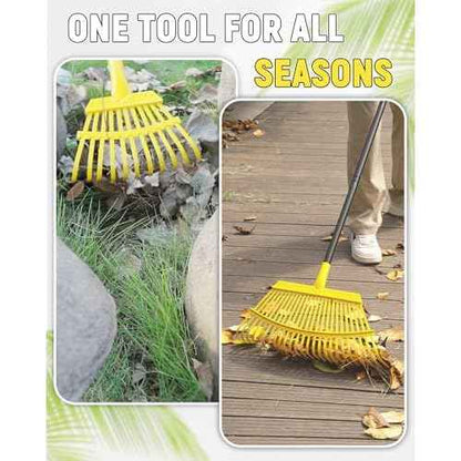 Garden Leaf Rake 2 Pack, 11+25 Tines Metal Leaf Rake with Adjustable Handle, Heavy Duty Lawn Yard Rakes Set for Leaves, Grass, Shrubs, Debris, Pine Needles, Garden Cleanup Tools for Backyard