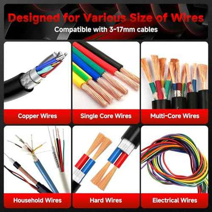 Manual Wire Stripper Machine, Wire Stripping Machine with 6 Channels & 5 Blades for 0.12" to 0.67" Scrap Copper Wire, Drill Powered Hand Crank Wire Stripper Tool for DIY Cable Copper Wire Recycling