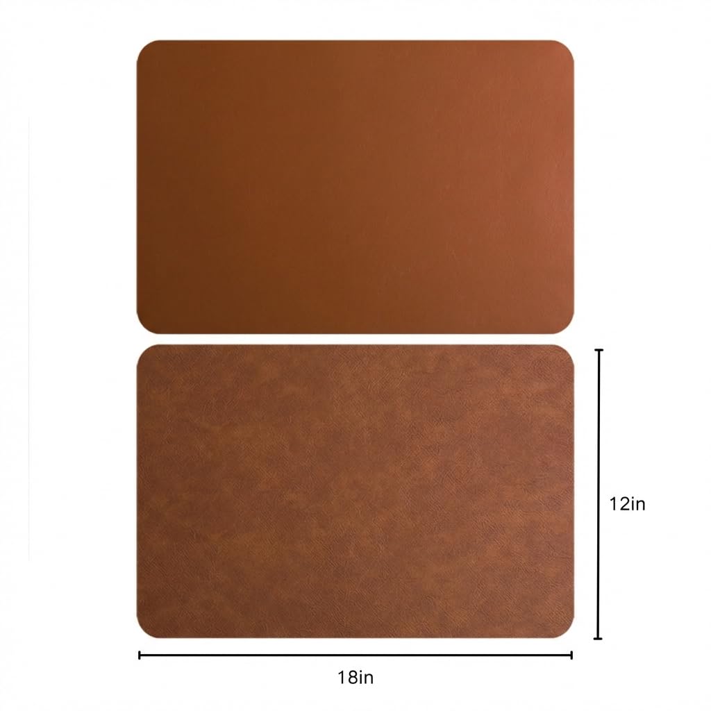 Premium Faux Leather Placemats Set of 6 – Waterproof, Heat-Resistant, Reversible & Non-Slip Table Mats for Kitchen, Dining, Indoor/Outdoor Use