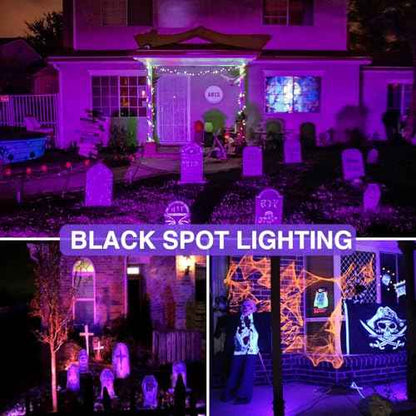SUNVIE 6 Pack Halloween LED Black Lights12W Black Light Spotlight Outdoor 120V Outdoor Blacklight Spotlight Waterproof Halloween Blacklight Spot Light for Glow Party Fluorescent Body Paint