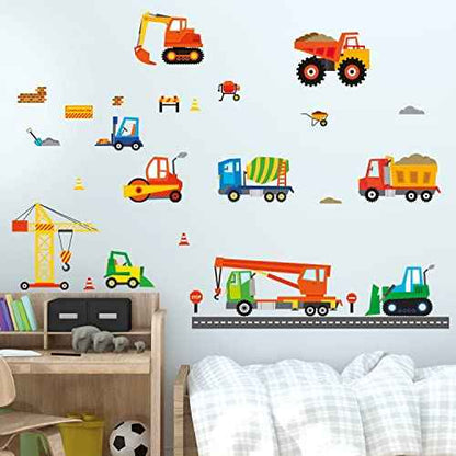 DECOWALL DS-8012 Construction Site Cars Island Kids Wall Stickers Wall Decals Peel and Stick Removable Wall Stickers for Kids Nursery Bedroom Living Room (Small) d?cor