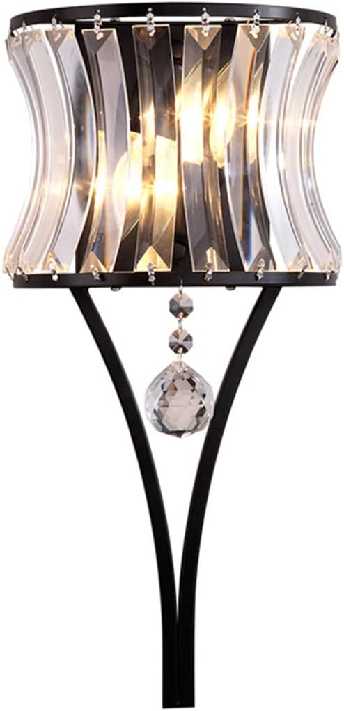 Crystal Wall Sconce 2-Light Black Wall Light Fixture Modern Luxury K9 Crystal Sconces Wall Lighting Elegant Glass Wall Mount Light Indoor for Bathroom Living Room Bedroom Hallway E14 Base