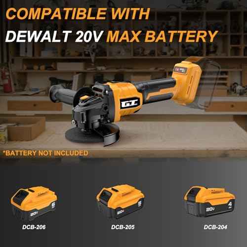 Cordless Angle Grinder Compatible with Dewalt Battery 20V Max, 4-1/2 Inch Power Electric Angle Grinder Tool with Handle, 6 Discs for Grinding, Cutting, Polishing