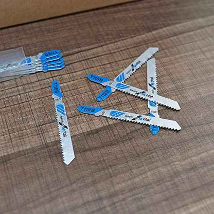 TAROSE 10-Piece T118B 3 Inch 12 TPI Assorted T-Shank Jig Saw Blades Set for Cutting Metal