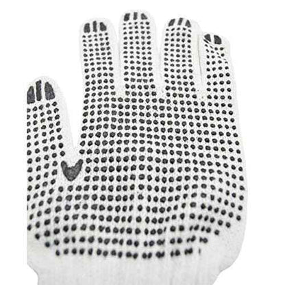 48 Pairs PVC Dotted Knit Work Gloves for Men Women, Comfortable Non Slip Cotton Gloves for General Purpose, One Size Bulk (48 Pairs White w/PVC Dots)