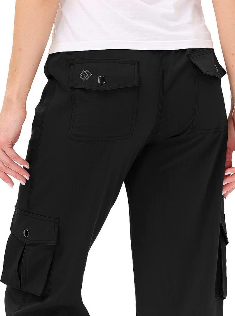 MoFiz Womens Capris with Pockets Loose Fit Casual Capri Pants Dressy Lightweight Ladies Baggy Cargo Pants for Hiking Black 4XL