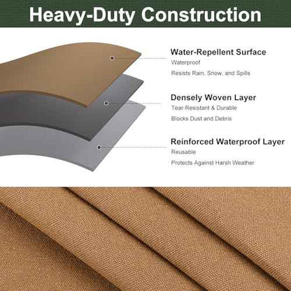 Canvas Tarp 10x12 Feet, 12 Oz Heavy Duty Waterproof with Rustproof Grommets, UV Resistant, Multipurpose Outdoor Tarpaulin for Camping, Canopy, Woodpile, Trailer (Tan)