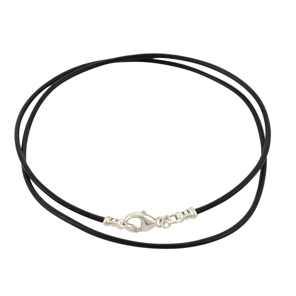 DragonWeave Sterling Silver 1.8mm Fine Black Leather Cord Necklace - 30 inches