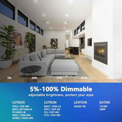 LVWIT 4 Inch LED Recessed Lights, LED Can Lights, Color Selectable 2700/3000/4000/5000/6000K 5CCT, 7W 700LM, Dimmable Recessed Lighting with E26 Conversion Kit, Retrofit Recessed Light, 12 Pack