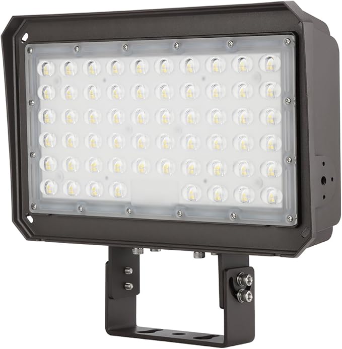 150W LED Flood Light with Dusk-to-Dawn Photocell, 130lm/W 5000K Daylight 100-277V IP65 Waterproof, 150W-100W-75W Adjustable, LED Parking Lot Light with Trunnion Mount, ETL