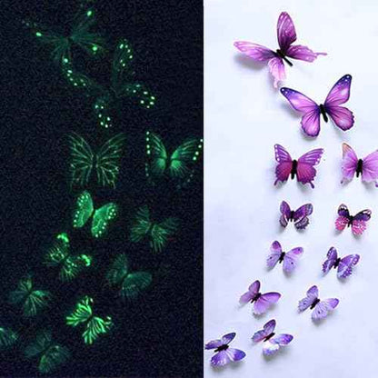 48 Pcs Glow in The Dark 3D Butterfly Wall Decor Halloween Decoration DIY Butterfly Wall Decals for Party Supplies Living Room Decorations