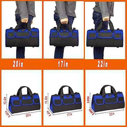 FASTECH 20 Inch Heavy Duty Tool Bag with Wide Mouth for Tool Storage,Carrier and Organizer,Tool Bag for Men/Women, Wide Mouth Tool Bag with Inside Pockets (20 Inch)