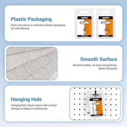 meite 23 Gauge Pin Nails, 1-3/8 Inch 304 Stainless Steel Pin Nails - Micro 23GA Headless Nails for Nail Gun for Trim, Craft, and Woodworking (1,500 Counts)
