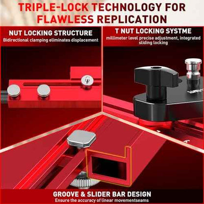 Stair Tread Template Tool, One-Piece Design Stair Measuring Tool, Adjustable Length from 22.5" to 62", Precision Stair Tread Jig Gauge with 14" Scale Pivoting End and Stop Pins