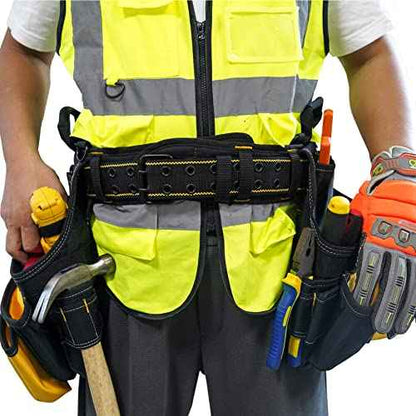 MELOTOUGH Padded Electrician Tool Belt Tradesman Pro Padded Tool Belt With Back Support Heavy Foam Padding Carrying Handle,4 Suspenders D ring hook (XXL)