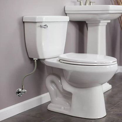 Toilet Connector Water Line Kit with 12" Length Long 3/8" COMP x 7/8" BC Toilet Connector Hose, 1/2 inch NOM Inlet x 3/8 inch OD Compression Outlet Angle Shut Off and Escutcheon Plate