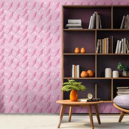 Kosiz Preppy Peel and Stick Wallpaper, Hot Pink Removable Classroom Wallpaper, Pink Preppy Lightning Dorm Paper, Aesthetic Photography Background for School Bedroom Wall Decor 17.7 x 118''