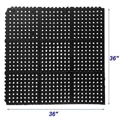 Anti-Fatigue Rubber Floor Mat - NANBOWANG Commercial Grade Interlocking Non-Slip Recycle Tyre Floor Mats for Restaurant Kitchen Bar Garden Outdoor Wet Area(36"x 36")