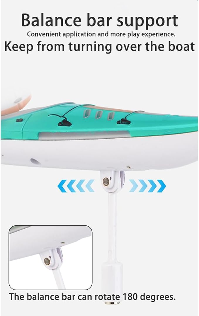 RC Kayak Boat 2.4G Realistic RC Racing Paddling Boat with LED Lights Unique Anti-Capsize Design &amp Long Battery Life for Pools Lake Bathtub Outdoor Water Gift for Adults (RTR Version)