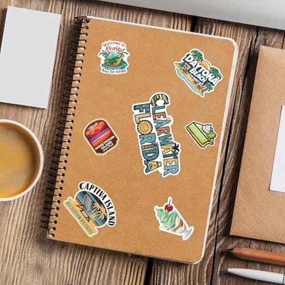 Florida State Travel Stickers 50 Pieces Vinyl Waterproof Decal for Laptop Water Bottle Phone Car Window Bike Motorcycle Stakeboard Scrapbook Floridas Sticker Gifts