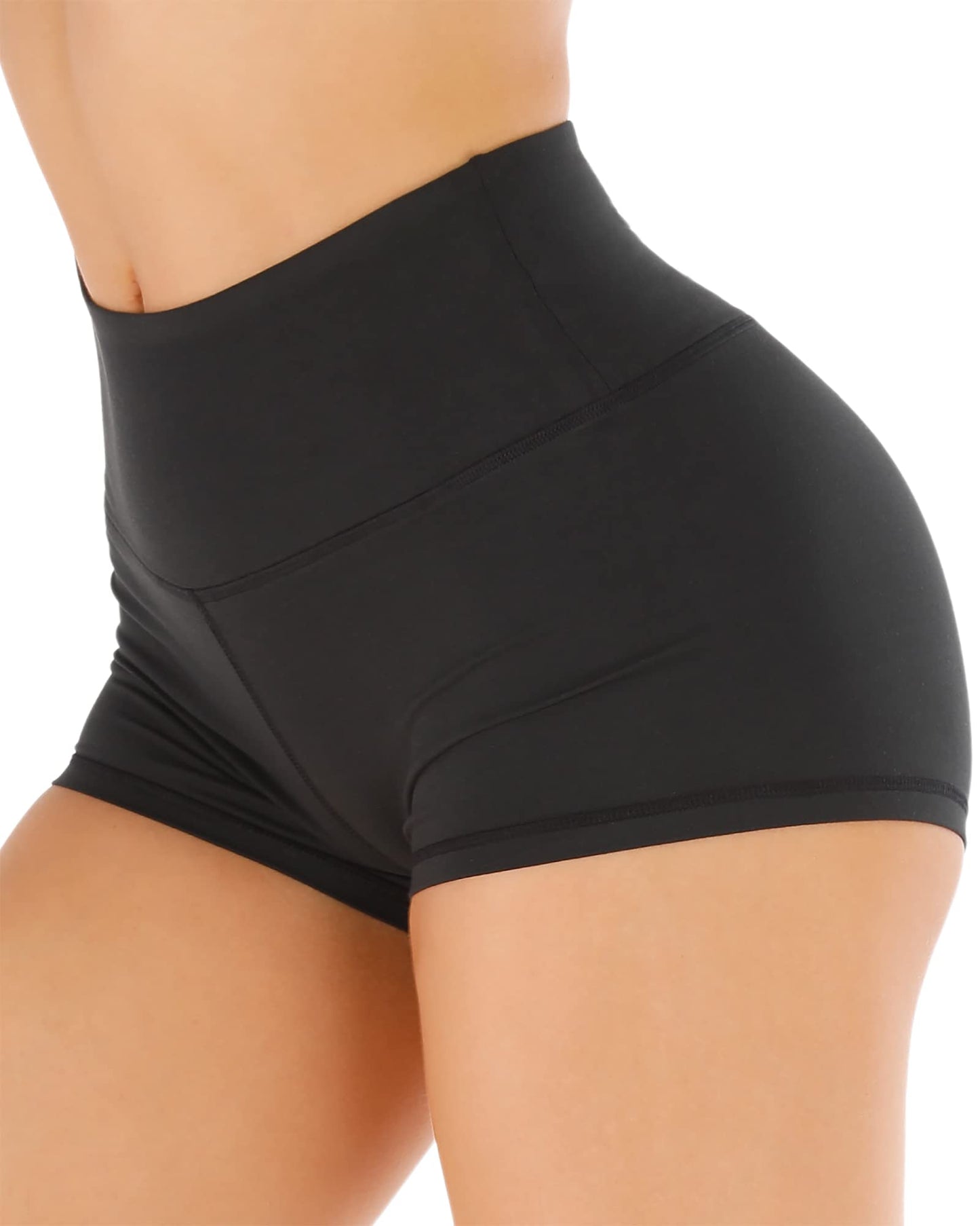 CHRLEISURE Biker Yoga Shorts for Women – High Waisted Tummy Control Workout Running Athletic Booty Soft Shorts(3" Black, M)