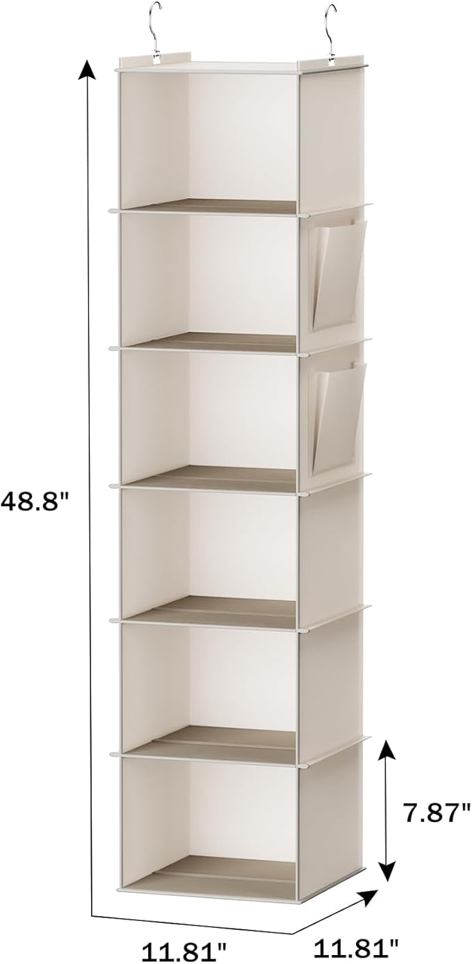 YOUDENOVA Hanging Closet Organizer, 6-Shelf Closet Hanging Storage Shelves