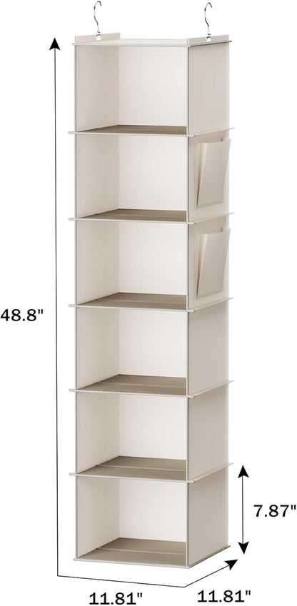 YOUDENOVA Hanging Closet Organizer, 6-Shelf Closet Hanging Storage Shelves