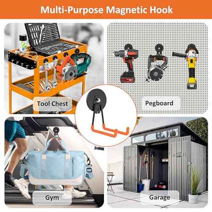 ENUODA Strong Magnetic Hooks Heavy Duty Rare Earth Magnet Garage Hooks Storage Hook Utility Large Magnet Tool Holder for Hanging Broom, Mop, Shovel, Drill, Toolbox, Cruise, Container, Tool Chest, 2PCS