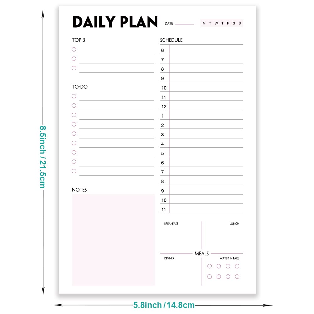 (Pack of 3) Nokingo Daily To Do Lists - A5 Calendar, Organizer with Priority, To Do Lists, Appointments, Meals and Water Intake Tracker, 50 Undated Tear-Off Sheets Daily Planner Pad, 5.8"x8.25"