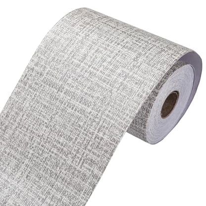 15M Gray Linen Border Wall Decor Peel & Stick Removable PVC Waterproof Bathroom Mirror Frame Border Kitchen Sticker Trim 49 ft x 4"