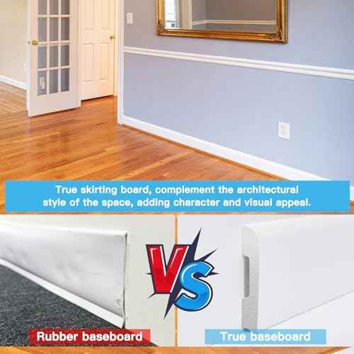 Art3d Wall Baseboard Molding Trim 8-Pack of 56 x 2.6 in., High Impact Polystyrene Skirting Board - Installed with Glue - White