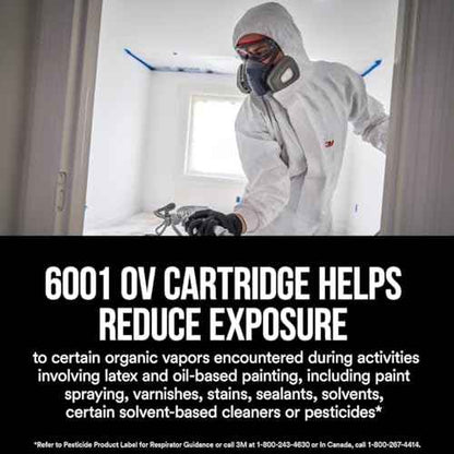 3M Organic Vapor Performance Cartridge, 3 Pairs, For Use With 3M 6000, 6500 & 7500 Series Facepieces, NIOSH-APPROVED OV For Use Against Certain Organic Vapors, Easy-To-Attach Design (6001P3-DC)