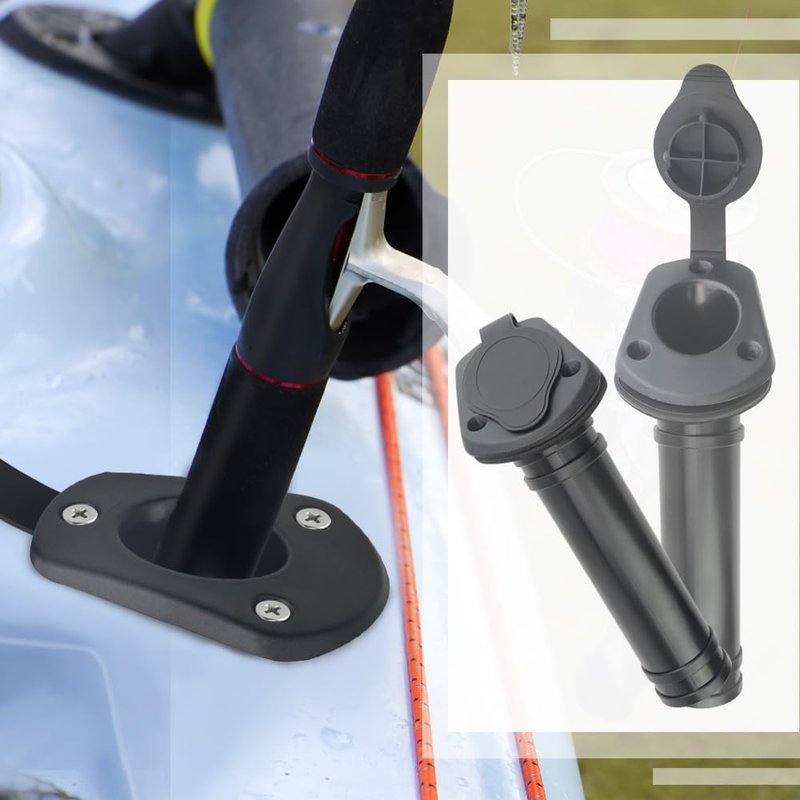 WMYCONGCONG 2 PCS Kayak Deck Fishing Rod Holder Plastic Flush Mount Fishing Boat Rod Holder w/Cap Cover for Kayak Boat Canoe