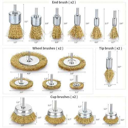 32 PCS Wire Brush for Drill, Carbon Steel Wire Wheel and Pen Brush Set, Drill Attachments, Drill Wire Brush for Rust Removal, Corrosion, Paint Cleaning, 1/4" Drill Shank