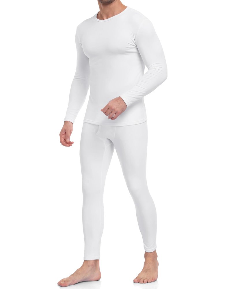 WEERTI Thermal Underwear for Men Long Johns with Fleece Lined Base Layer Men Cold Weather Top Bottom-White 4XL