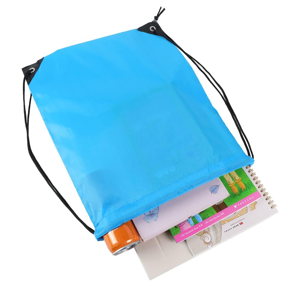 CODOBON 50 Pcs Drawstring Bags, Bulk Draw String Backpack, Cinch Polyester Bag for Gym Sport, Sky Blue