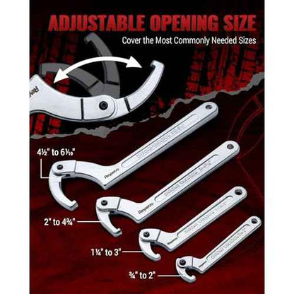 Spanner Wrench Set with Changeable Heads, 11 Pcs Adjustable Spanner Wrench Tool for Hydraulic Ram Cylinder, Mechanical Machine, Equipments Vehicles