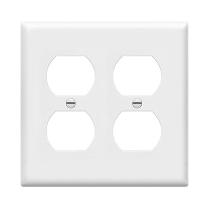 Enerlites 8822-W Duplex Receptacle Outlet Wall Plate, Standard Size 2-Gang, Polycarbonate Thermoplastic, White