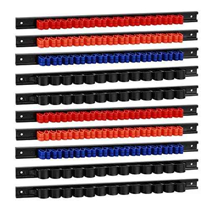 AIRTOON 10 PCS Screwdriver & Wrench Organizer, Plastic Rail Wrench Hanger with Clips, Pegboard Tool Holder, Wear Resistance Improved