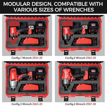 Case for Milwaukee M18 Impact & Torque Wrench ? Waterproof Hard Tool Box for Milwaukee 18V/20V Cordless Impact Wrench & 1/2" 3/4" 3/8" Torque Wrenches, Battery & Charger Storage (Case Only)