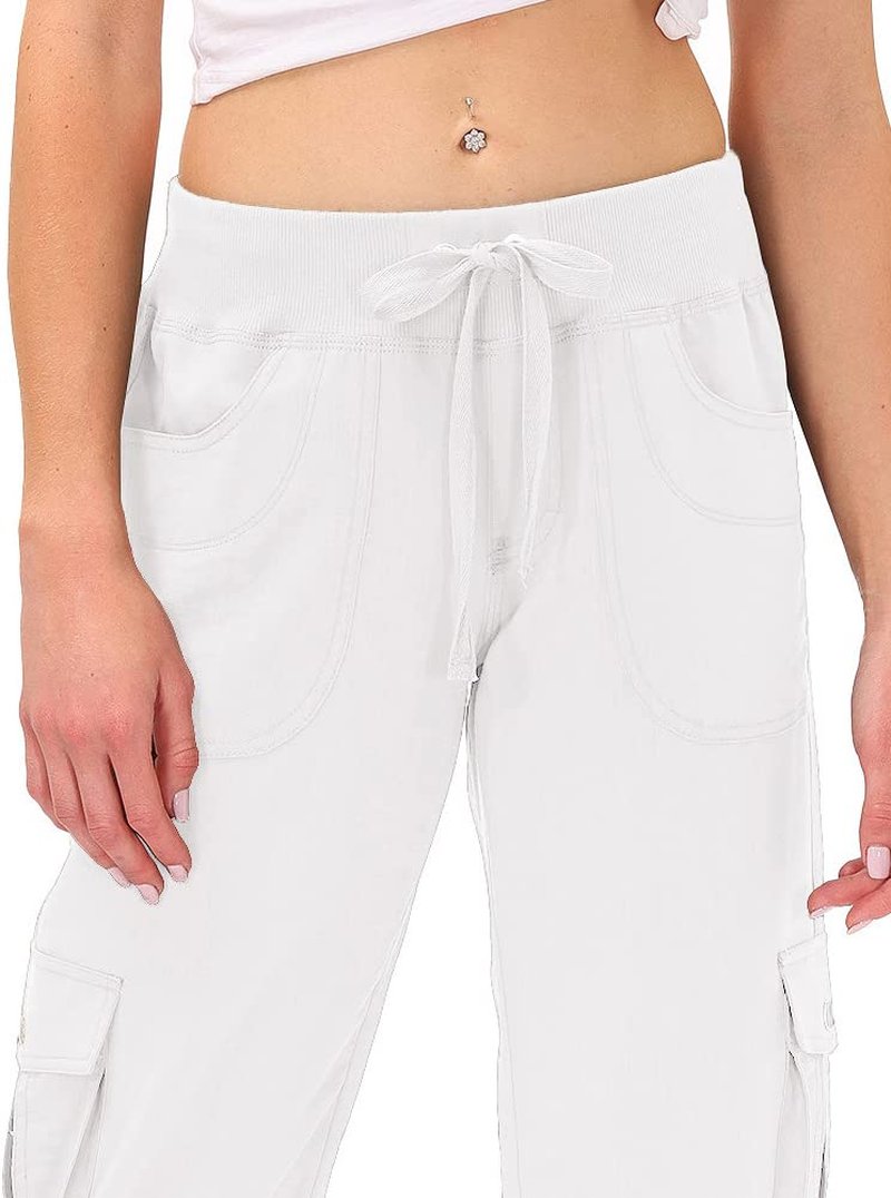 MoFiz Hiking Cargo Shorts for Women Outdoor Quick Dry Athletic Shorts for Boating Camping with Pockets White