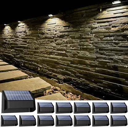 Solar Fence Lights, Warm White & RGB Fence Lights Outdoor Step Lights Outdoor Waterproof LED Solar Lighting for Outside, Backyard, Patio, Deck, Stair Handrail, Pool and Wall(12 Pack,Black)