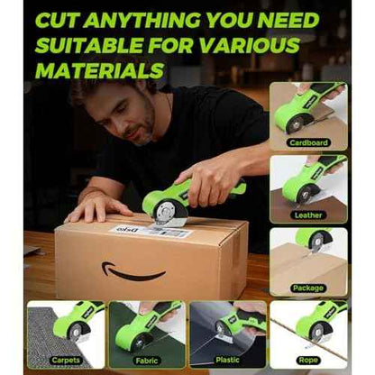 Cardboard Cutter - Rechargeable Cordless Electric Scissors, 4V Duty Electric Box Cutter for Cardboard, Safety Lock & LED Light, Powerful Cutting for Carton Carpet Plastic Fabric Leather