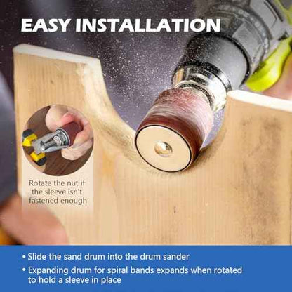 2-1/2¡¯¡¯Sanding Drum and Sleeves Set with 1/4¡¯¡¯, 1/8¡¯¡¯Shank and Rubber Eraser, Drill Sanding Kit for Sanding Polishing Multiple Materials Wood Fiberglass Metal, 80, 120 Grit-21PCS