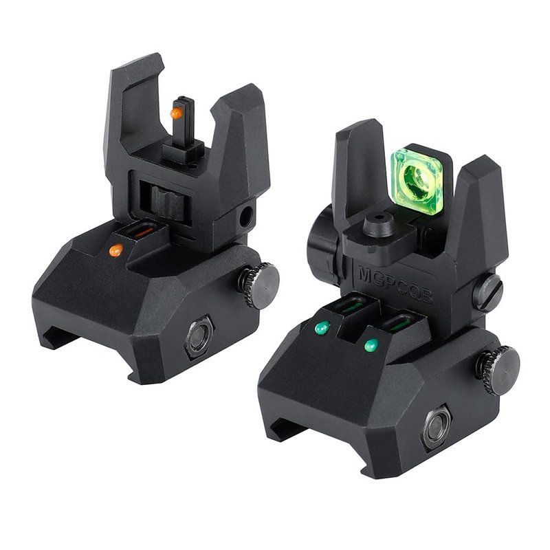 ohhunt Fiber Optic Sights Foldable Flip Up Sights Back up Sight Polymer Fiber A15 (Black 3)