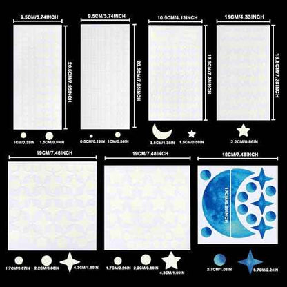 561pcs Glow in The Dark Stars Half Moon Wall Decals for Ceiling Living Room Kids Bedroom Luminous Planet Meteor Dots Stickers DIY Decoration (Half Moon-Blue)